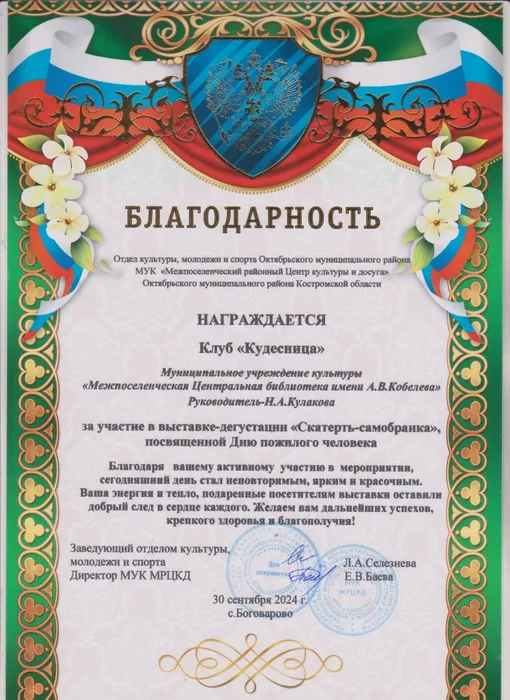 благодарность Кудесницы